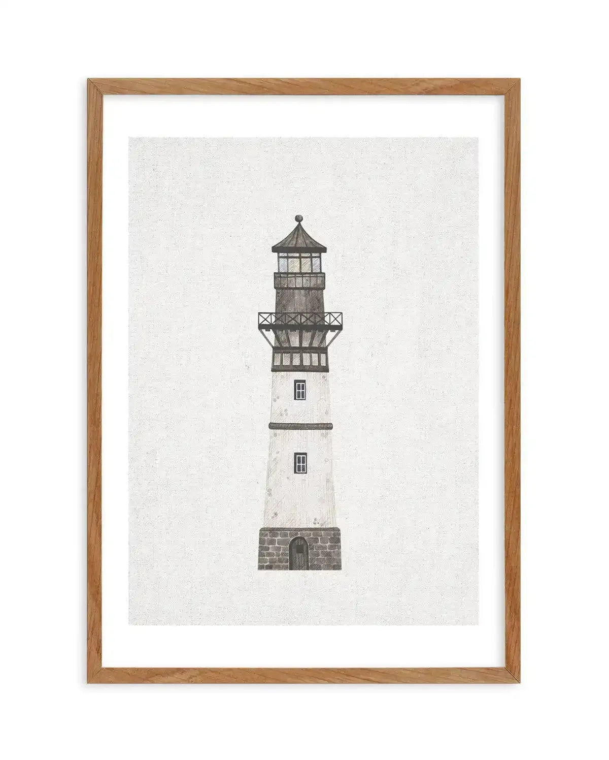 Lighthouse on Linen II Art Print-PRINT-Olive et Oriel-Olive et Oriel-50x70 cm | 19.6" x 27.5"-Walnut-With White Border-Buy-Australian-Art-Prints-Online-with-Olive-et-Oriel-Your-Artwork-Specialists-Austrailia-Decorate-With-Coastal-Photo-Wall-Art-Prints-From-Our-Beach-House-Artwork-Collection-Fine-Poster-and-Framed-Artwork