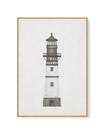 Lighthouse on Linen II | Framed Canvas Art Print coastal art print