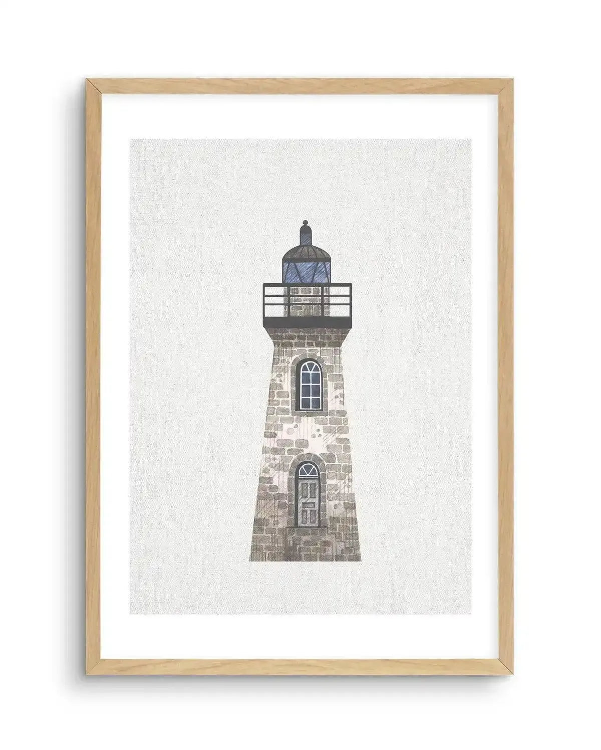 Lighthouse on Linen III Art Print-PRINT-Olive et Oriel-Olive et Oriel-A5 | 5.8" x 8.3" | 14.8 x 21cm-Oak-With White Border-Buy-Australian-Art-Prints-Online-with-Olive-et-Oriel-Your-Artwork-Specialists-Austrailia-Decorate-With-Coastal-Photo-Wall-Art-Prints-From-Our-Beach-House-Artwork-Collection-Fine-Poster-and-Framed-Artwork