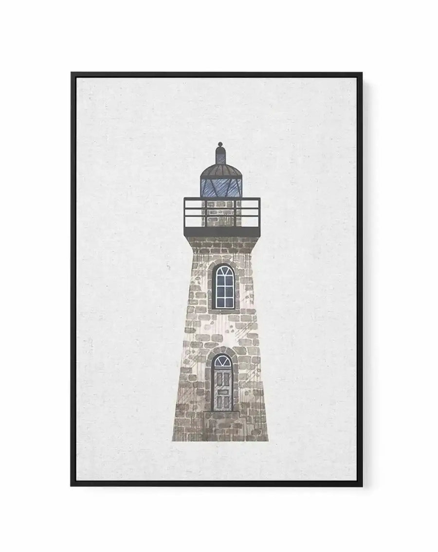 Lighthouse on Linen III | Framed Canvas-CANVAS-You can shop wall art online with Olive et Oriel for everything from abstract art to fun kids wall art. Our beautiful modern art prints and canvas art are available from large canvas prints to wall art paintings and our proudly Australian artwork collection offers only the highest quality framed large wall art and canvas art Australia - You can buy fashion photography prints or Hampton print posters and paintings on canvas from Olive et Oriel and ha