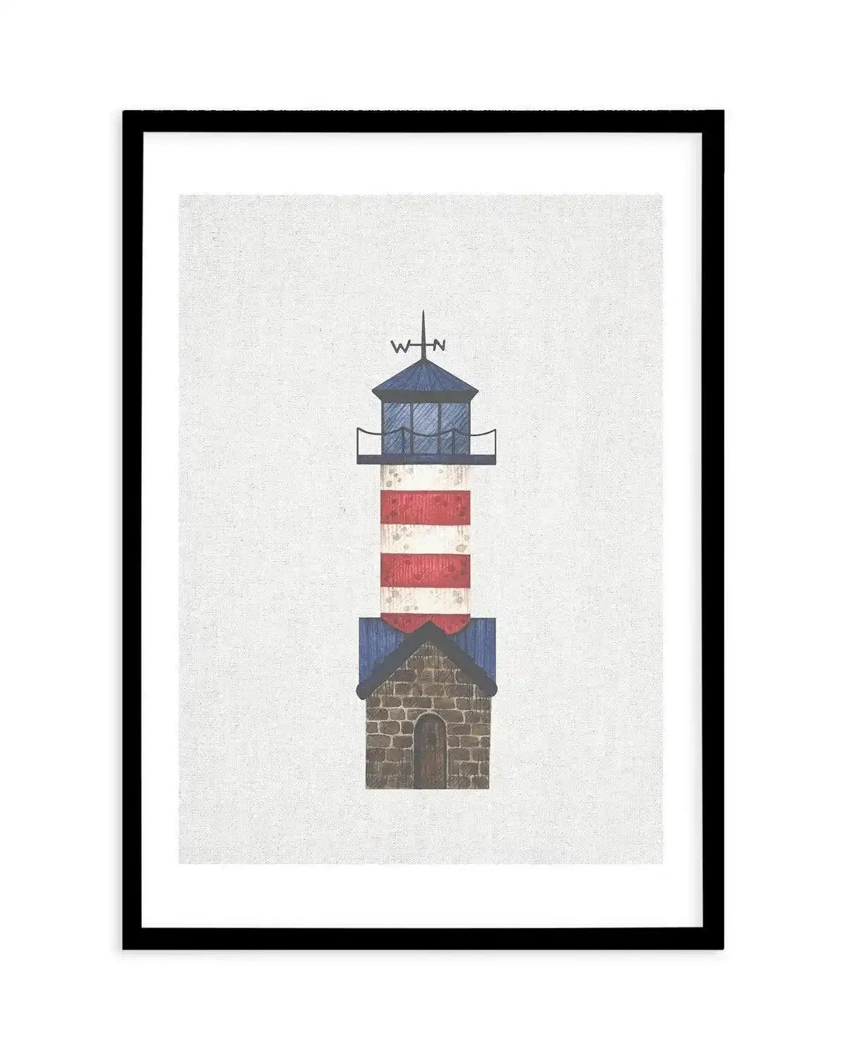 Lighthouse on Linen IV Art Print-PRINT-Olive et Oriel-Olive et Oriel-A5 | 5.8" x 8.3" | 14.8 x 21cm-Black-With White Border-Buy-Australian-Art-Prints-Online-with-Olive-et-Oriel-Your-Artwork-Specialists-Austrailia-Decorate-With-Coastal-Photo-Wall-Art-Prints-From-Our-Beach-House-Artwork-Collection-Fine-Poster-and-Framed-Artwork