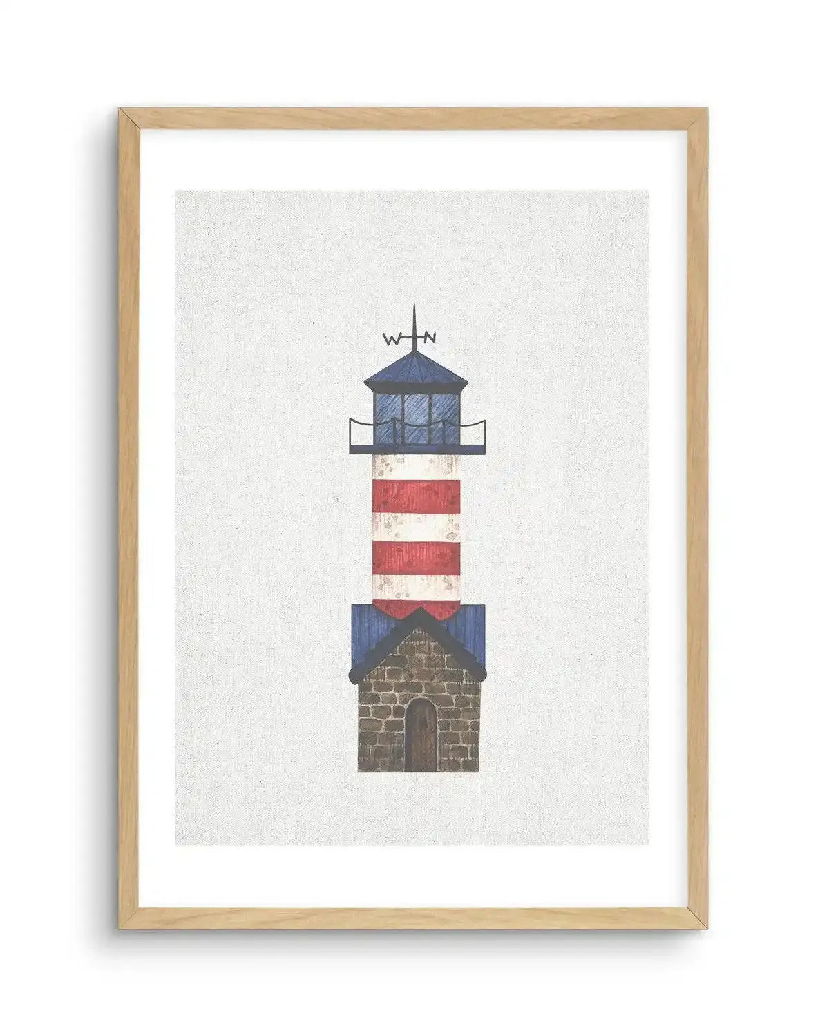 Lighthouse on Linen IV Art Print-PRINT-Olive et Oriel-Olive et Oriel-A5 | 5.8" x 8.3" | 14.8 x 21cm-Oak-With White Border-Buy-Australian-Art-Prints-Online-with-Olive-et-Oriel-Your-Artwork-Specialists-Austrailia-Decorate-With-Coastal-Photo-Wall-Art-Prints-From-Our-Beach-House-Artwork-Collection-Fine-Poster-and-Framed-Artwork