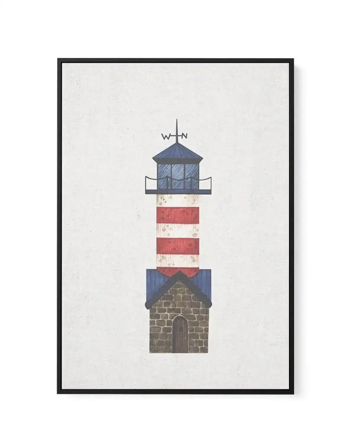 Lighthouse on Linen IV | Framed Canvas-CANVAS-You can shop wall art online with Olive et Oriel for everything from abstract art to fun kids wall art. Our beautiful modern art prints and canvas art are available from large canvas prints to wall art paintings and our proudly Australian artwork collection offers only the highest quality framed large wall art and canvas art Australia - You can buy fashion photography prints or Hampton print posters and paintings on canvas from Olive et Oriel and hav