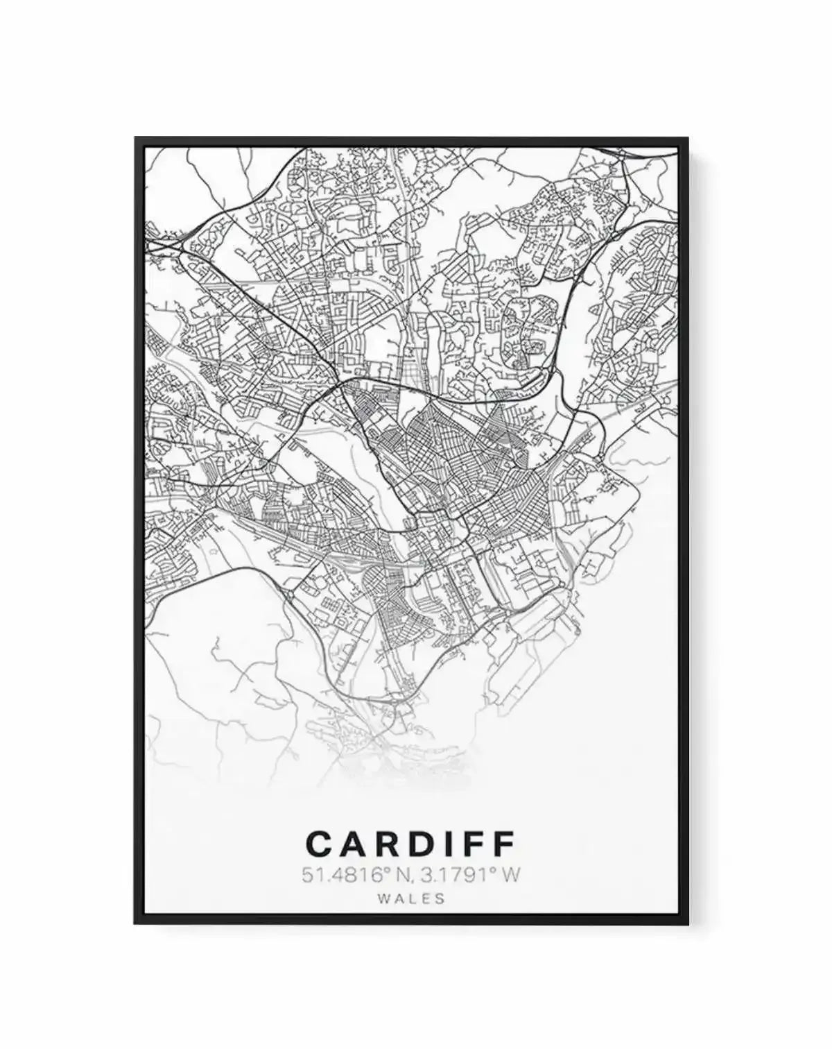 Line Art Map Of Cardiff | Framed Canvas-CANVAS-You can shop wall art online with Olive et Oriel for everything from abstract art to fun kids wall art. Our beautiful modern art prints and canvas art are available from large canvas prints to wall art paintings and our proudly Australian artwork collection offers only the highest quality framed large wall art and canvas art Australia - You can buy fashion photography prints or Hampton print posters and paintings on canvas from Olive et Oriel and ha
