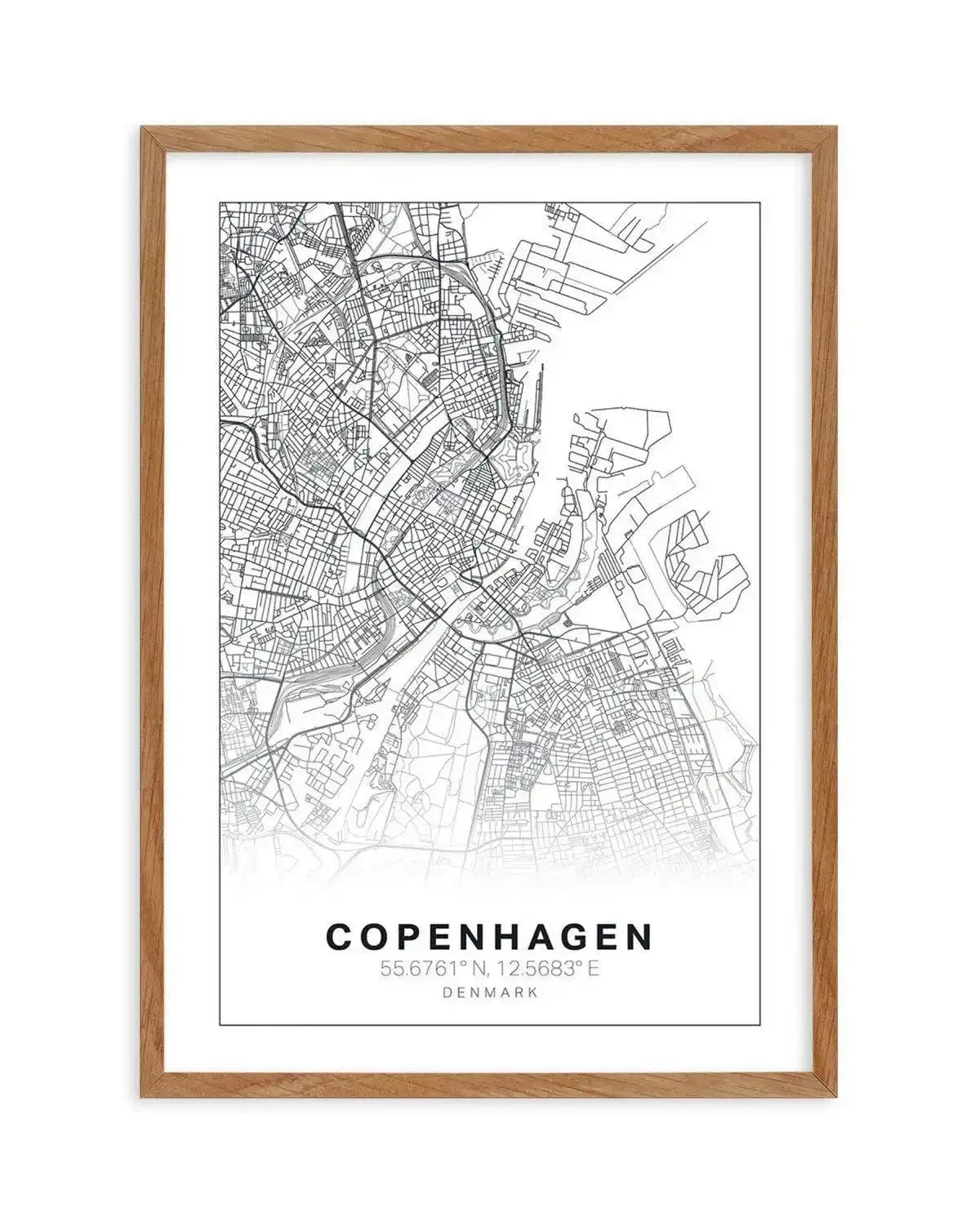 Line Art Map Of Copenhagen Art Print-PRINT-Olive et Oriel-Olive et Oriel-50x70 cm | 19.6" x 27.5"-Walnut-With White Border-Buy-Australian-Art-Prints-Online-with-Olive-et-Oriel-Your-Artwork-Specialists-Austrailia-Decorate-With-Coastal-Photo-Wall-Art-Prints-From-Our-Beach-House-Artwork-Collection-Fine-Poster-and-Framed-Artwork
