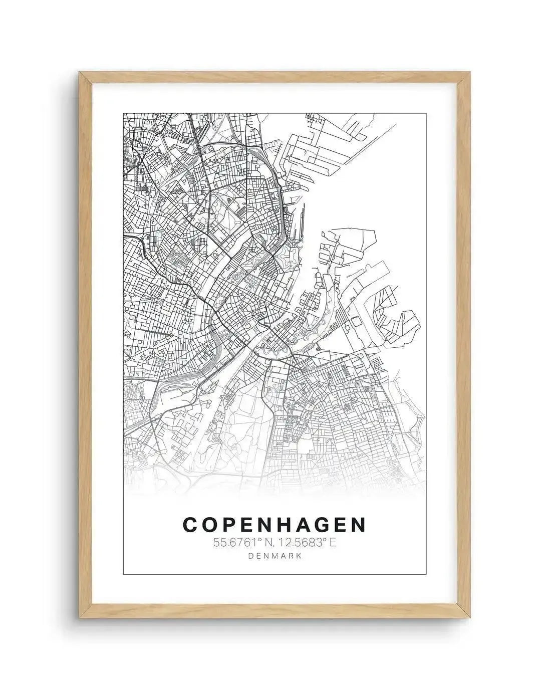 Line Art Map Of Copenhagen Art Print-PRINT-Olive et Oriel-Olive et Oriel-A5 | 5.8" x 8.3" | 14.8 x 21cm-Oak-With White Border-Buy-Australian-Art-Prints-Online-with-Olive-et-Oriel-Your-Artwork-Specialists-Austrailia-Decorate-With-Coastal-Photo-Wall-Art-Prints-From-Our-Beach-House-Artwork-Collection-Fine-Poster-and-Framed-Artwork