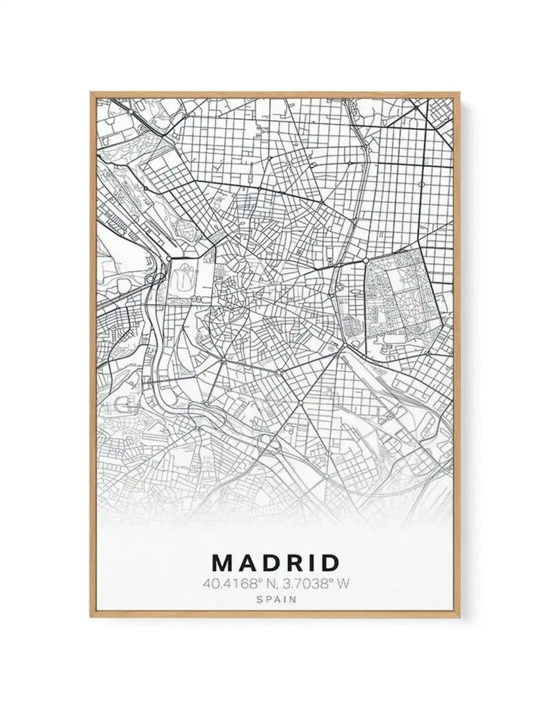 Line Art Map Of Madrid | Framed Canvas-CANVAS-You can shop wall art online with Olive et Oriel for everything from abstract art to fun kids wall art. Our beautiful modern art prints and canvas art are available from large canvas prints to wall art paintings and our proudly Australian artwork collection offers only the highest quality framed large wall art and canvas art Australia - You can buy fashion photography prints or Hampton print posters and paintings on canvas from Olive et Oriel and hav