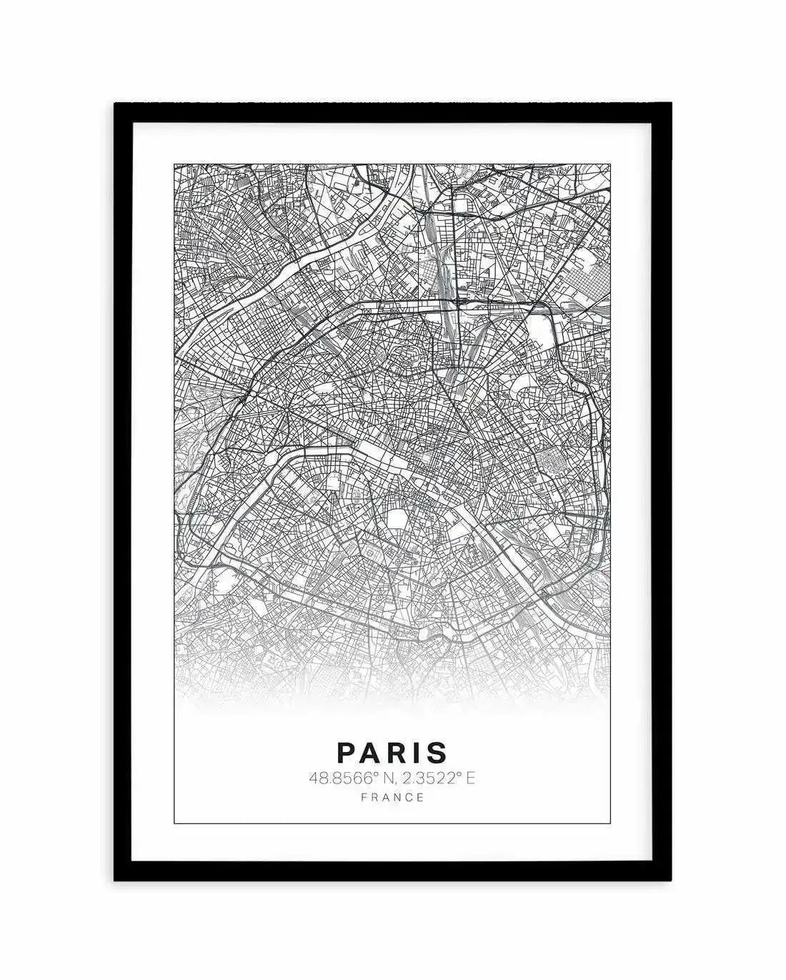 Line Art Map Of Paris Art Print-PRINT-Olive et Oriel-Olive et Oriel-A5 | 5.8" x 8.3" | 14.8 x 21cm-Black-With White Border-Buy-Australian-Art-Prints-Online-with-Olive-et-Oriel-Your-Artwork-Specialists-Austrailia-Decorate-With-Coastal-Photo-Wall-Art-Prints-From-Our-Beach-House-Artwork-Collection-Fine-Poster-and-Framed-Artwork