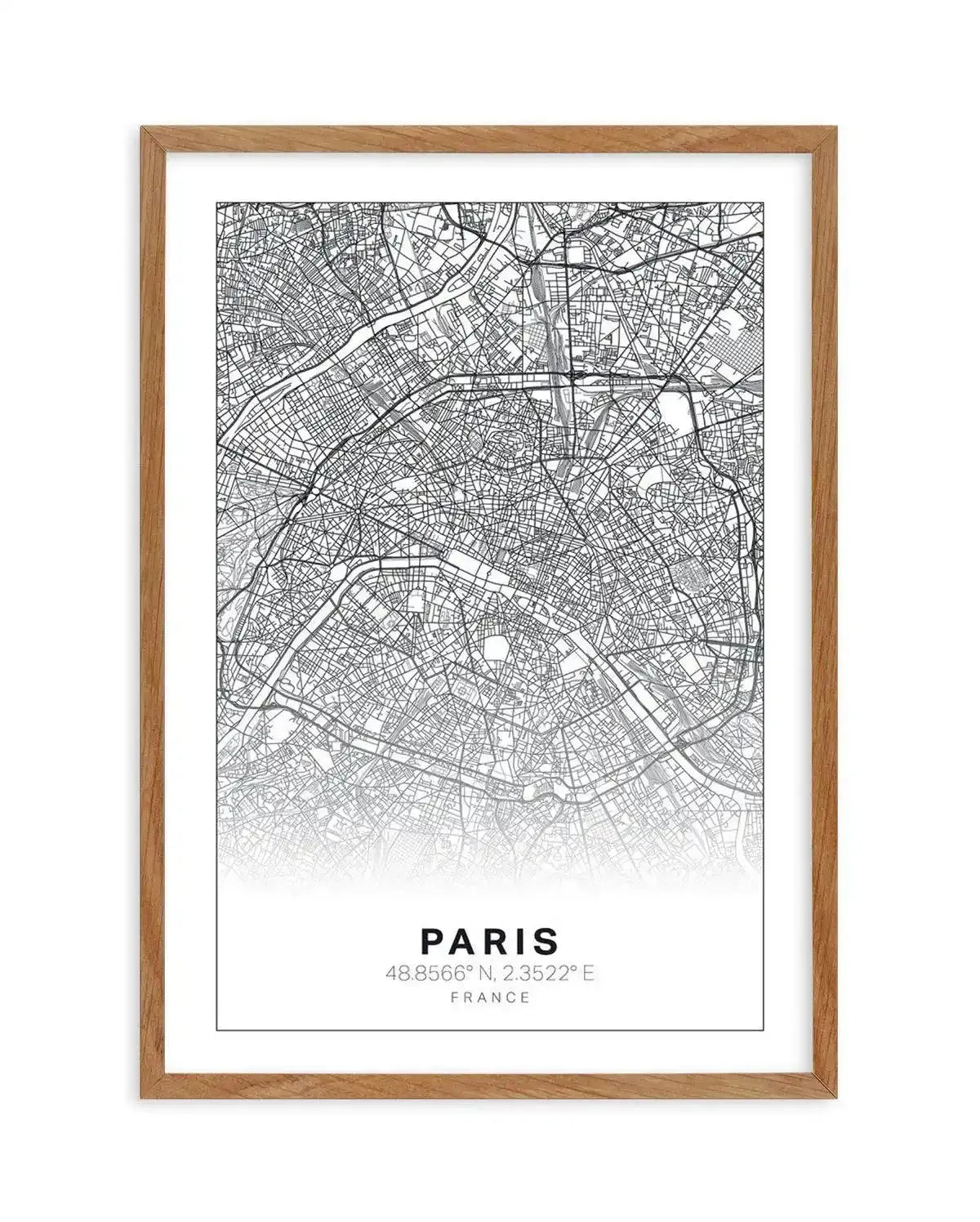 Line Art Map Of Paris Art Print-PRINT-Olive et Oriel-Olive et Oriel-50x70 cm | 19.6" x 27.5"-Walnut-With White Border-Buy-Australian-Art-Prints-Online-with-Olive-et-Oriel-Your-Artwork-Specialists-Austrailia-Decorate-With-Coastal-Photo-Wall-Art-Prints-From-Our-Beach-House-Artwork-Collection-Fine-Poster-and-Framed-Artwork