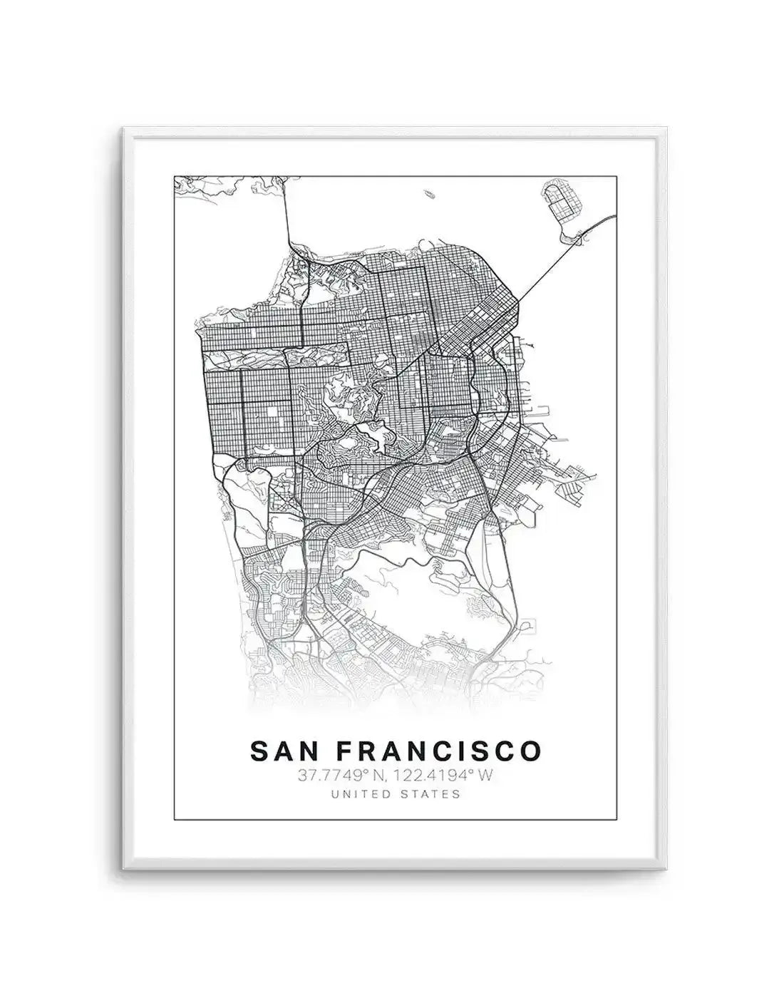 Line Art Map Of San Francisco Art Print-PRINT-Olive et Oriel-Olive et Oriel-A5 | 5.8" x 8.3" | 14.8 x 21cm-Unframed Art Print-With White Border-Buy-Australian-Art-Prints-Online-with-Olive-et-Oriel-Your-Artwork-Specialists-Austrailia-Decorate-With-Coastal-Photo-Wall-Art-Prints-From-Our-Beach-House-Artwork-Collection-Fine-Poster-and-Framed-Artwork