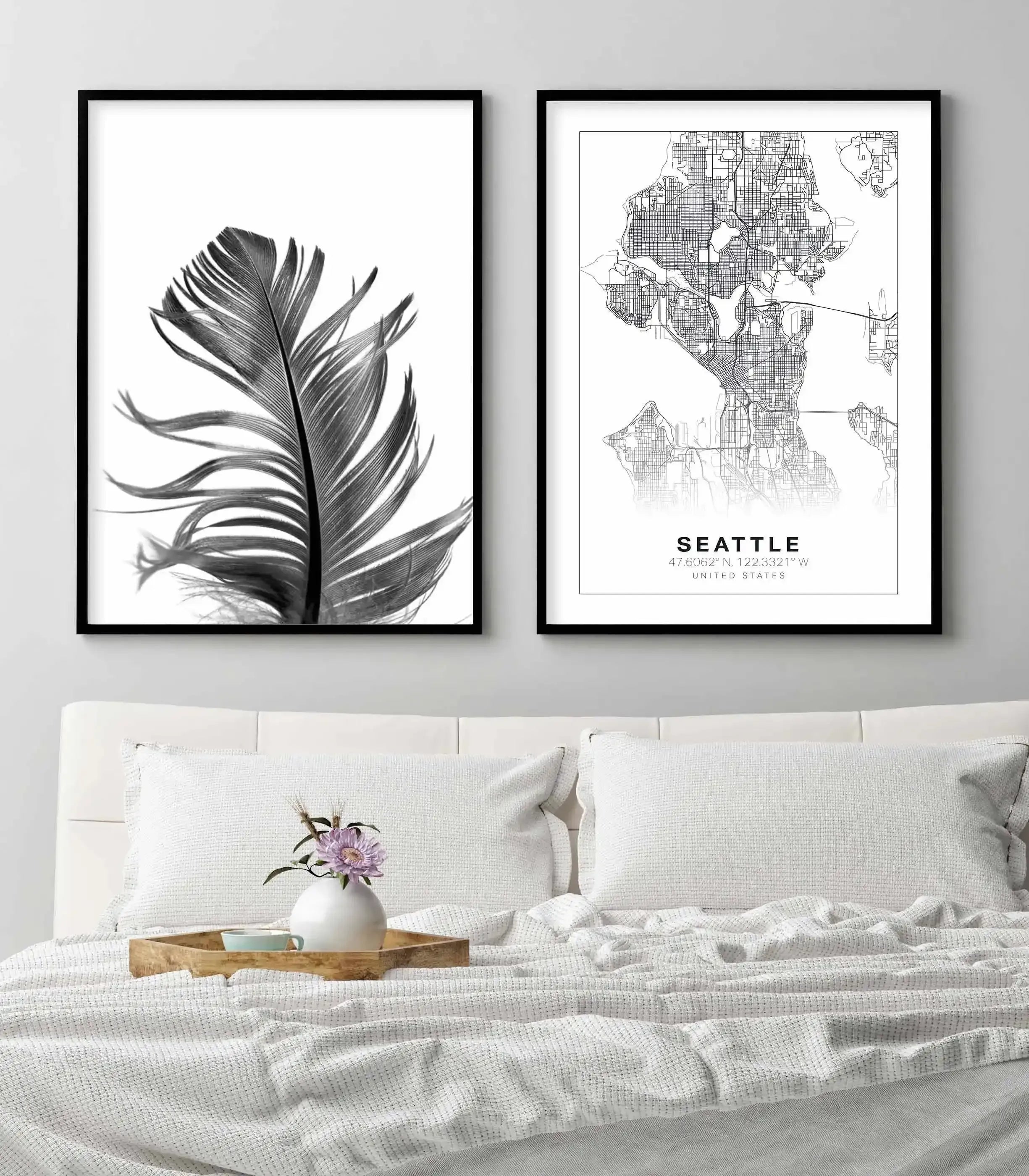 Line Art Map Of Seattle Art Print-PRINT-Olive et Oriel-Olive et Oriel-Buy-Australian-Art-Prints-Online-with-Olive-et-Oriel-Your-Artwork-Specialists-Austrailia-Decorate-With-Coastal-Photo-Wall-Art-Prints-From-Our-Beach-House-Artwork-Collection-Fine-Poster-and-Framed-Artwork