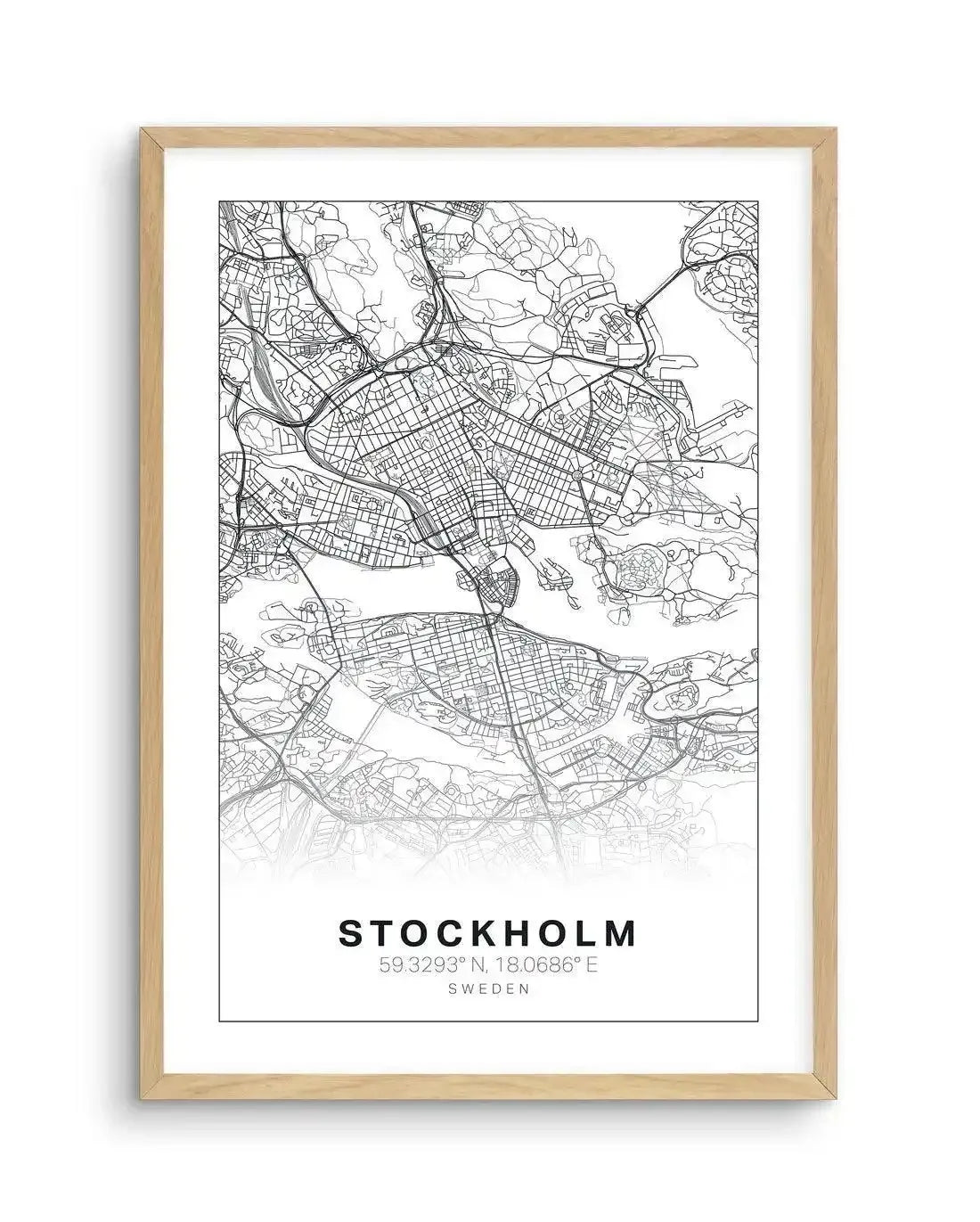Line Art Map Of Stockholm Art Print-PRINT-Olive et Oriel-Olive et Oriel-A5 | 5.8" x 8.3" | 14.8 x 21cm-Oak-With White Border-Buy-Australian-Art-Prints-Online-with-Olive-et-Oriel-Your-Artwork-Specialists-Austrailia-Decorate-With-Coastal-Photo-Wall-Art-Prints-From-Our-Beach-House-Artwork-Collection-Fine-Poster-and-Framed-Artwork