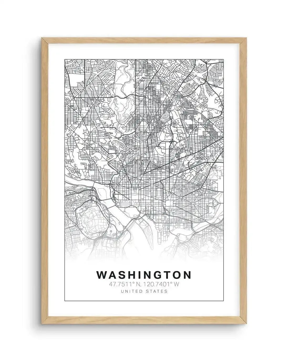 Line Art Map Of Washington Art Print-PRINT-Olive et Oriel-Olive et Oriel-A5 | 5.8" x 8.3" | 14.8 x 21cm-Oak-With White Border-Buy-Australian-Art-Prints-Online-with-Olive-et-Oriel-Your-Artwork-Specialists-Austrailia-Decorate-With-Coastal-Photo-Wall-Art-Prints-From-Our-Beach-House-Artwork-Collection-Fine-Poster-and-Framed-Artwork