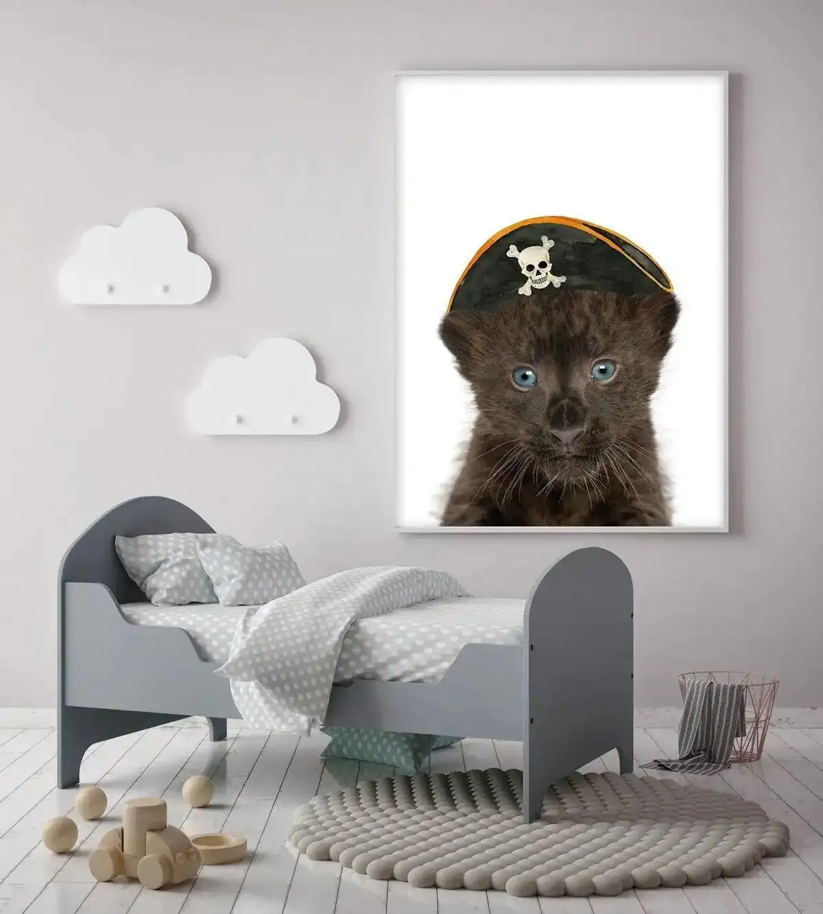 Little Black Leopard Cub | Pirate Hat Art Print-PRINT-Olive et Oriel-Olive et Oriel-Buy-Australian-Art-Prints-Online-with-Olive-et-Oriel-Your-Artwork-Specialists-Austrailia-Decorate-With-Coastal-Photo-Wall-Art-Prints-From-Our-Beach-House-Artwork-Collection-Fine-Poster-and-Framed-Artwork