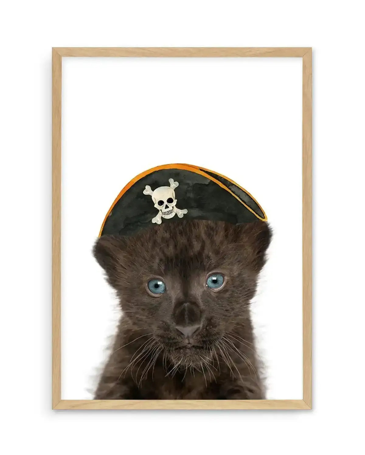 Little Black Leopard Cub | Pirate Hat Art Print-PRINT-Olive et Oriel-Olive et Oriel-A5 | 5.8" x 8.3" | 14.8 x 21cm-Oak-With White Border-Buy-Australian-Art-Prints-Online-with-Olive-et-Oriel-Your-Artwork-Specialists-Austrailia-Decorate-With-Coastal-Photo-Wall-Art-Prints-From-Our-Beach-House-Artwork-Collection-Fine-Poster-and-Framed-Artwork