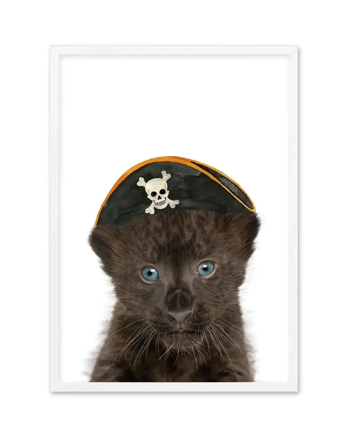 Little Black Leopard Cub | Pirate Hat Art Print-PRINT-Olive et Oriel-Olive et Oriel-A5 | 5.8" x 8.3" | 14.8 x 21cm-White-With White Border-Buy-Australian-Art-Prints-Online-with-Olive-et-Oriel-Your-Artwork-Specialists-Austrailia-Decorate-With-Coastal-Photo-Wall-Art-Prints-From-Our-Beach-House-Artwork-Collection-Fine-Poster-and-Framed-Artwork