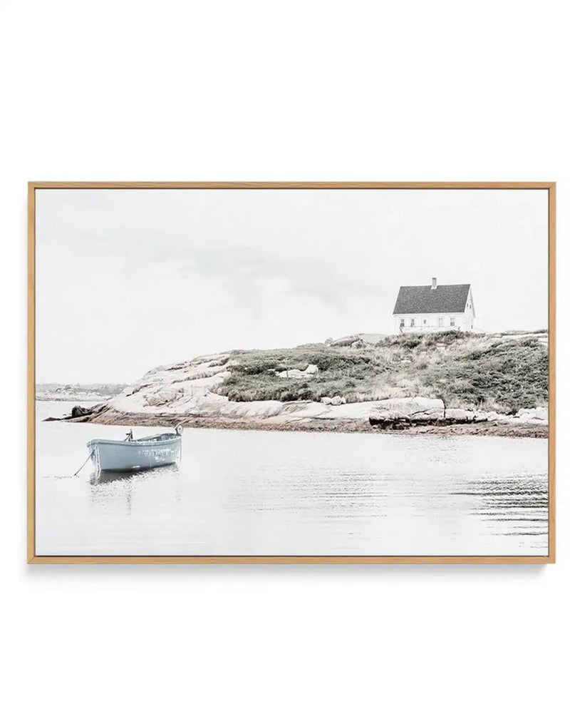 SALE 60x90 Little Blue Boat | Oak | Framed Canvas Art
