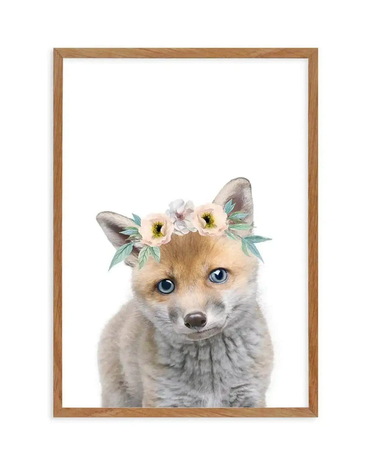 Little Fox | Flower Crown Art Print-PRINT-Olive et Oriel-Olive et Oriel-50x70 cm | 19.6" x 27.5"-Walnut-With White Border-Buy-Australian-Art-Prints-Online-with-Olive-et-Oriel-Your-Artwork-Specialists-Austrailia-Decorate-With-Coastal-Photo-Wall-Art-Prints-From-Our-Beach-House-Artwork-Collection-Fine-Poster-and-Framed-Artwork