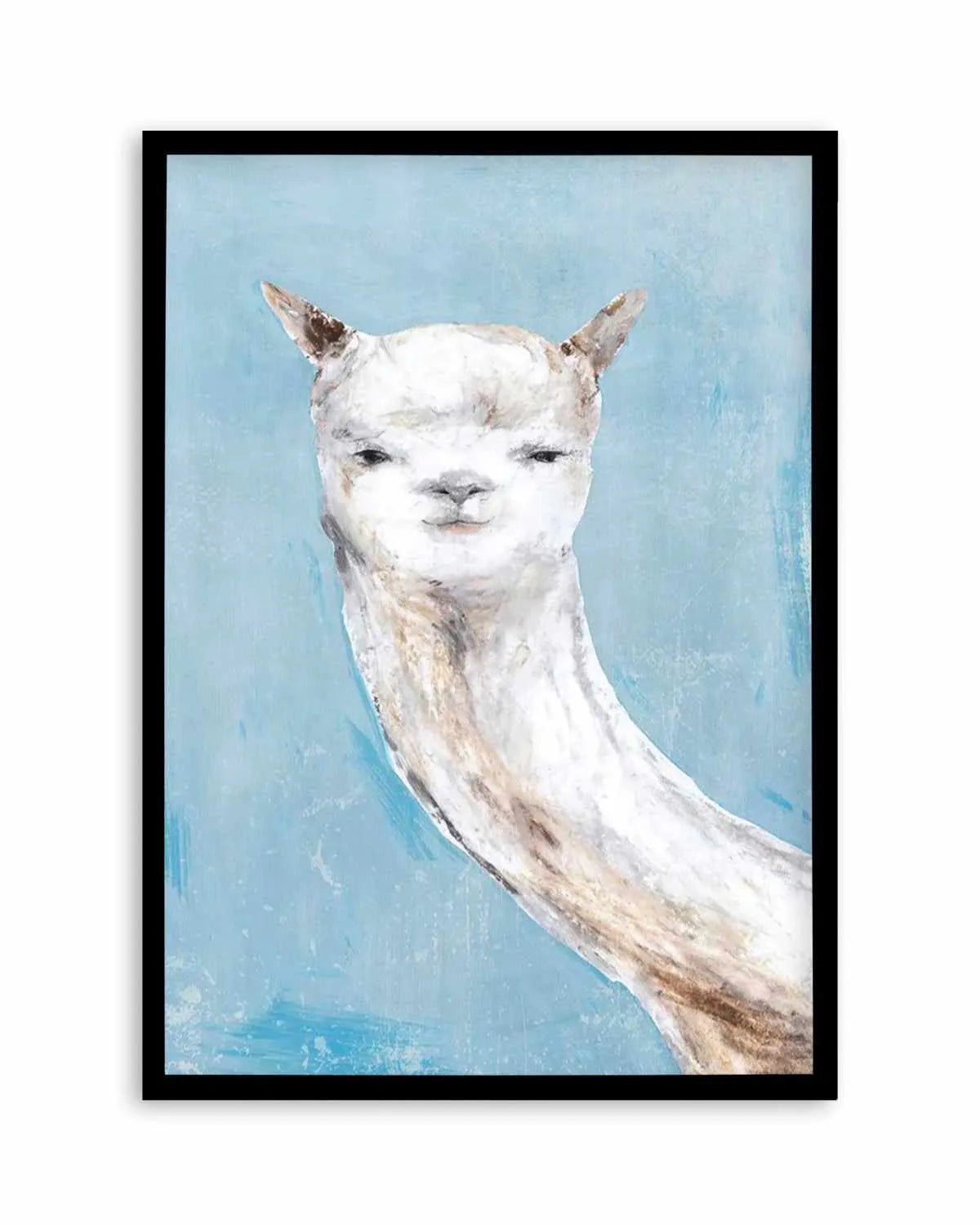 Llama on Blue I Art Print from Olive et Oriel where you can shop wallpaper and artworks online
