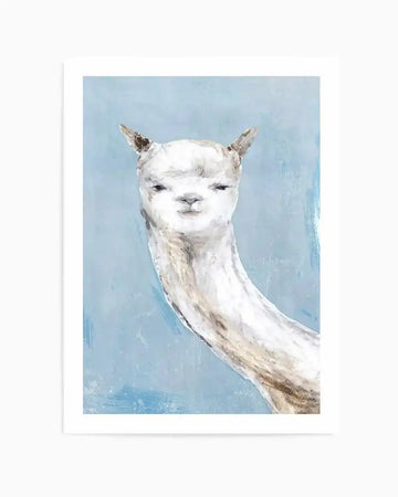 Llama on Blue I Art Print from Olive et Oriel where you can shop wallpaper and artworks online