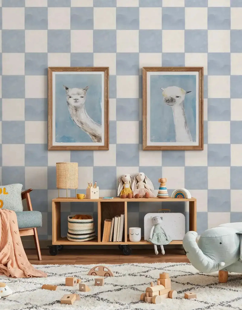 Llama on Blue I Art Print from Olive et Oriel where you can shop wallpaper and artworks online