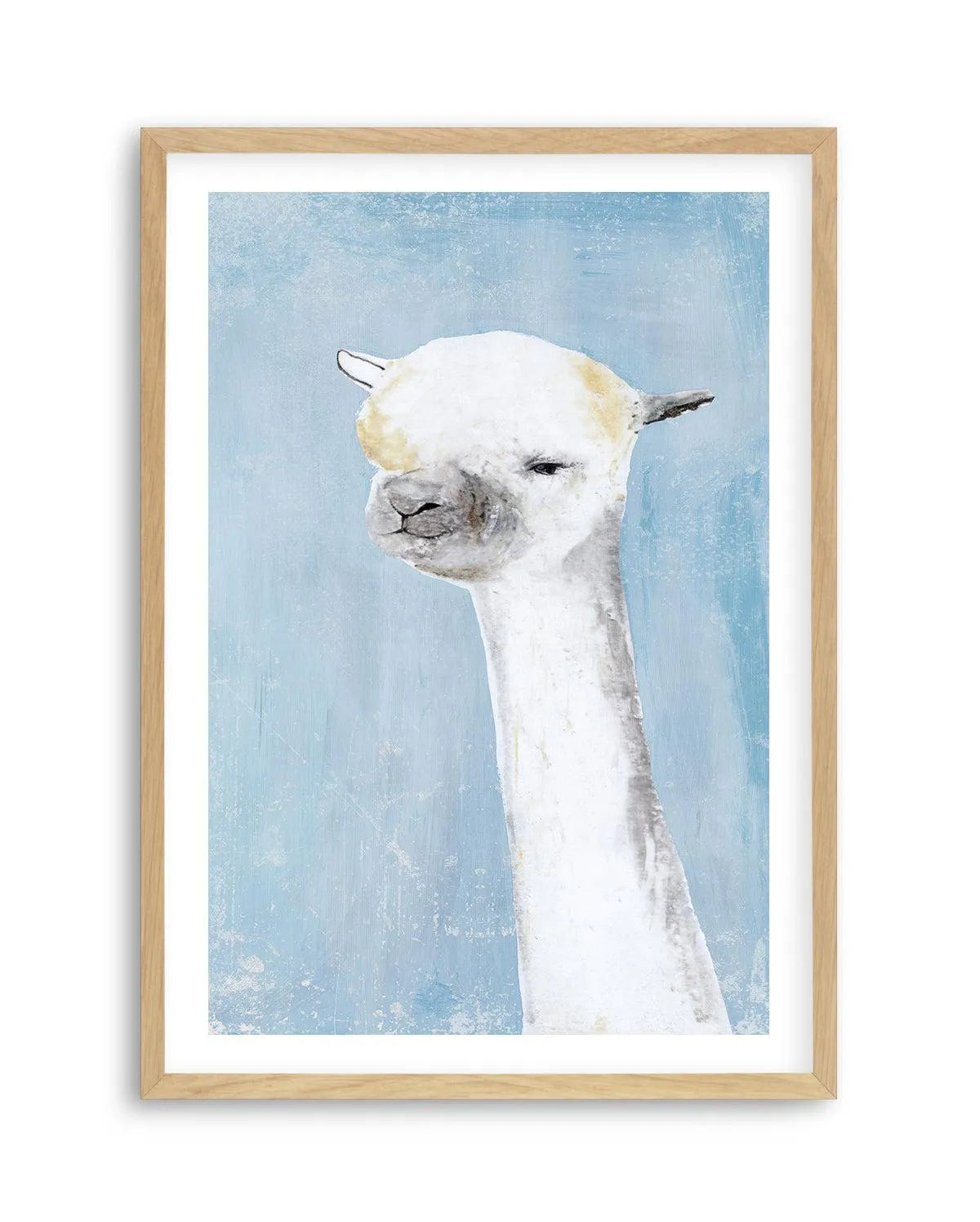 Llama on Blue II Art Print-PRINT-Olive et Oriel-PI Creative Contract 2-A5 | 5.8" x 8.3" | 14.8 x 21cm-Oak-With White Border-Buy-Australian-Art-Prints-Online-with-Olive-et-Oriel-Your-Artwork-Specialists-Austrailia-Decorate-With-Coastal-Photo-Wall-Art-Prints-From-Our-Beach-House-Artwork-Collection-Fine-Poster-and-Framed-Artwork