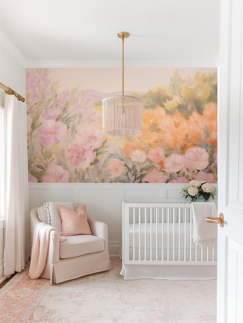 Luxe Wild Flowers Wallpaper Mural from Olive et Oriel where you can shop wallpaper and artworks online