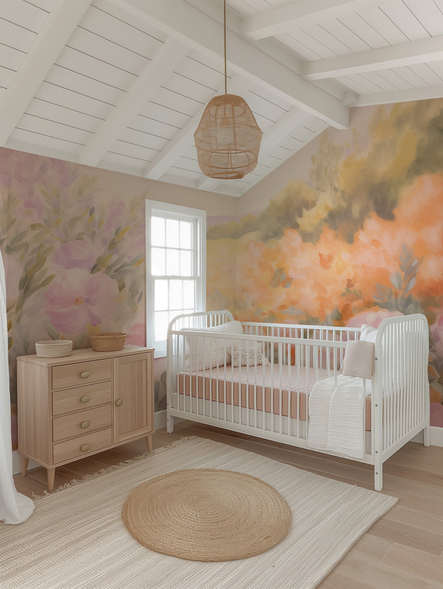 Luxe Wild Flowers Wallpaper Mural from Olive et Oriel where you can shop wallpaper and artworks online