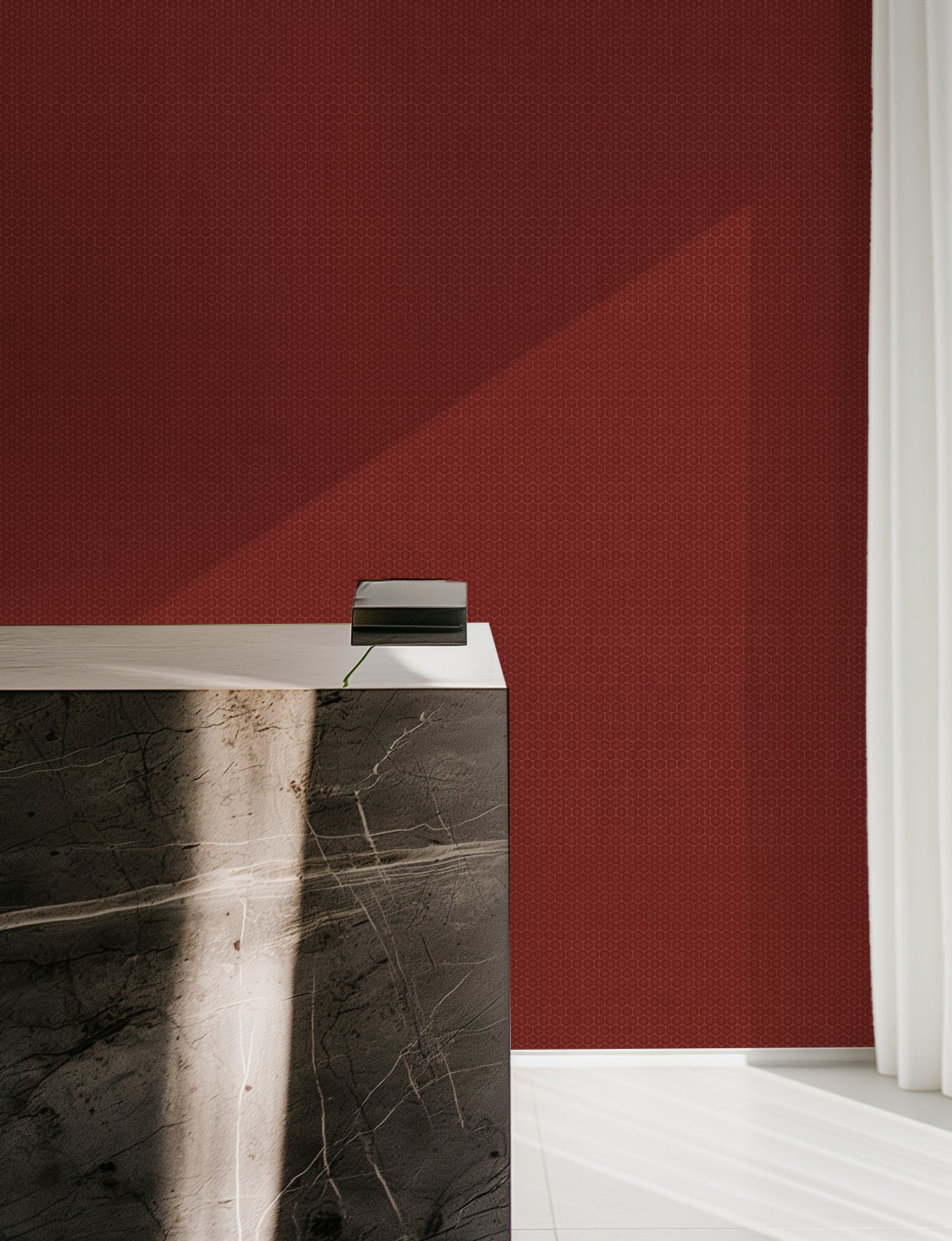 Manhattan in Maroon Commercial Vinyl Wallcovering-Commercial Wallcoverings-Olive et Oriel-Luxury commercial-grade embossed and textured vinyl wallcovering durable fire-rated washable stain-resistant and customizable perfect for hotels offices retail childcare healthcare and hospital spaces vinyl wallpaper