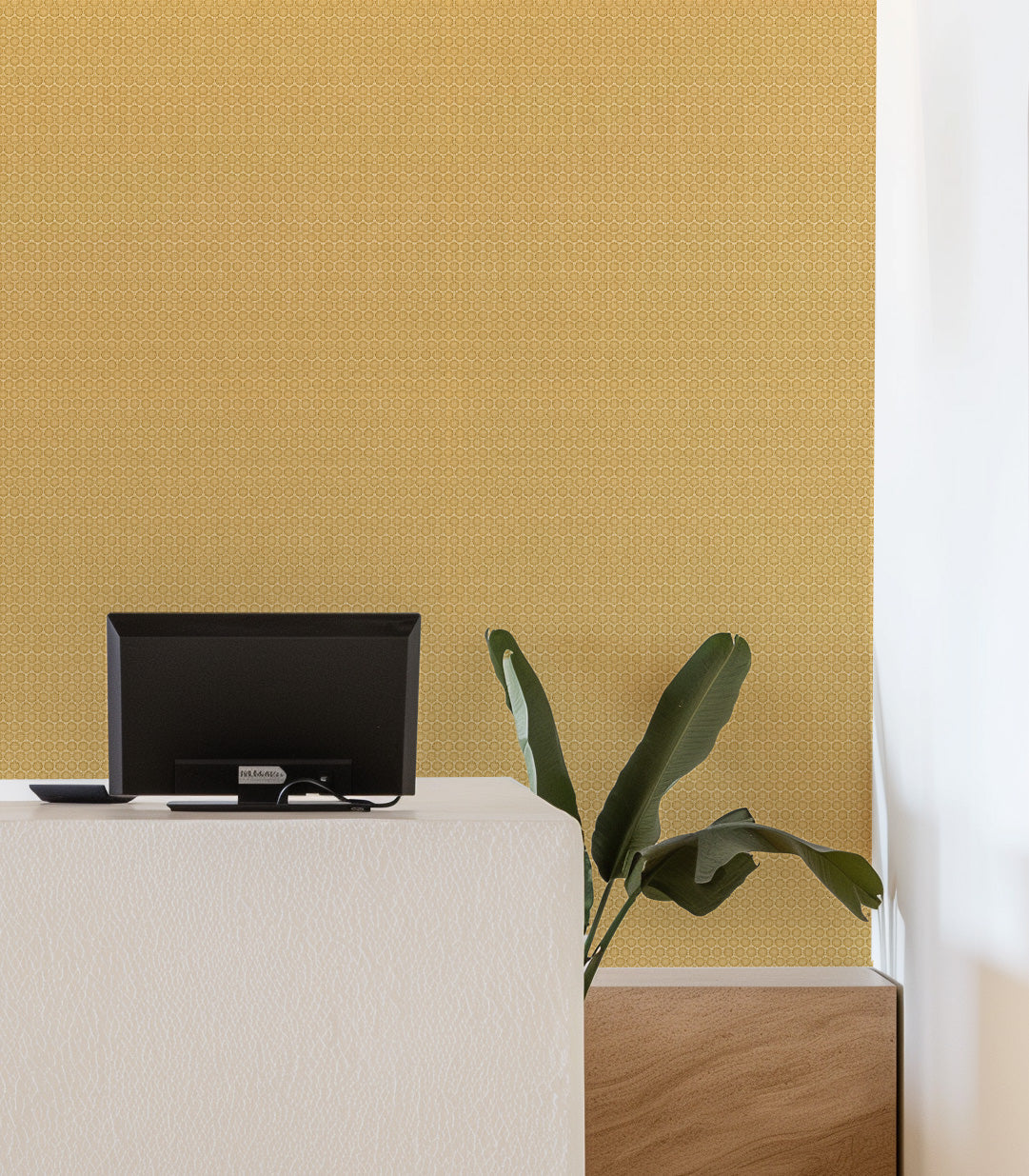 Manhattan in Mustard Commercial Vinyl Wallcovering-Commercial Wallcoverings-Olive et Oriel-Luxury commercial-grade embossed and textured vinyl wallcovering durable fire-rated washable stain-resistant and customizable perfect for hotels offices retail childcare healthcare and hospital spaces vinyl wallpaper