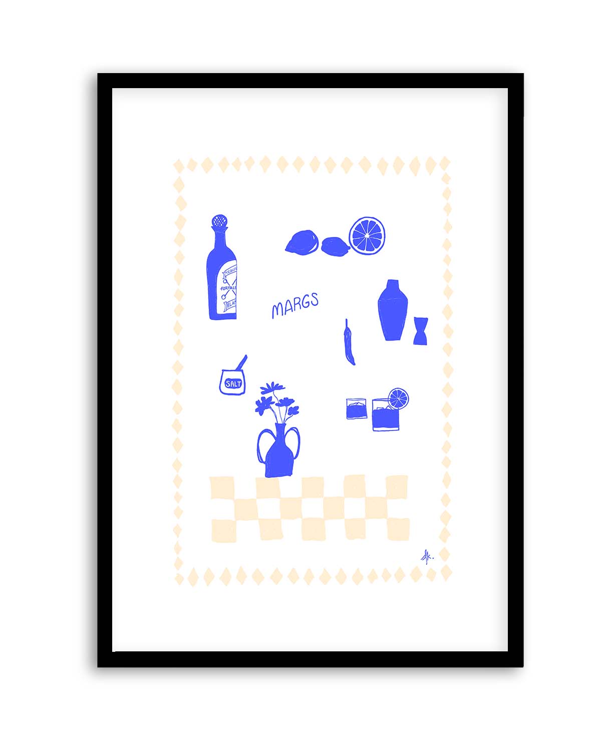 Margs Deep Blue Beige by Anne Korako| Art Print