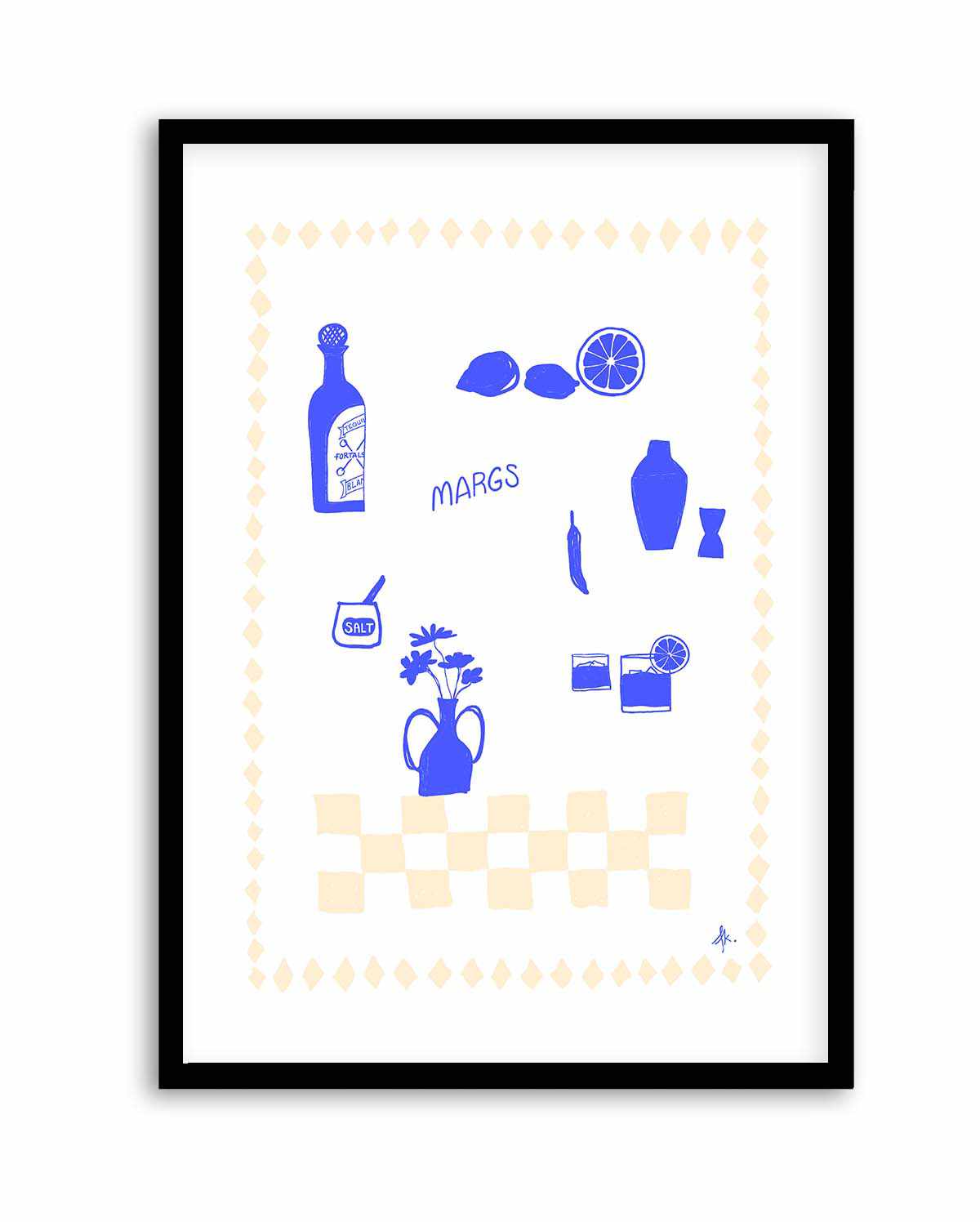 Margs Deep Blue Beige by Anne Korako| Art Print