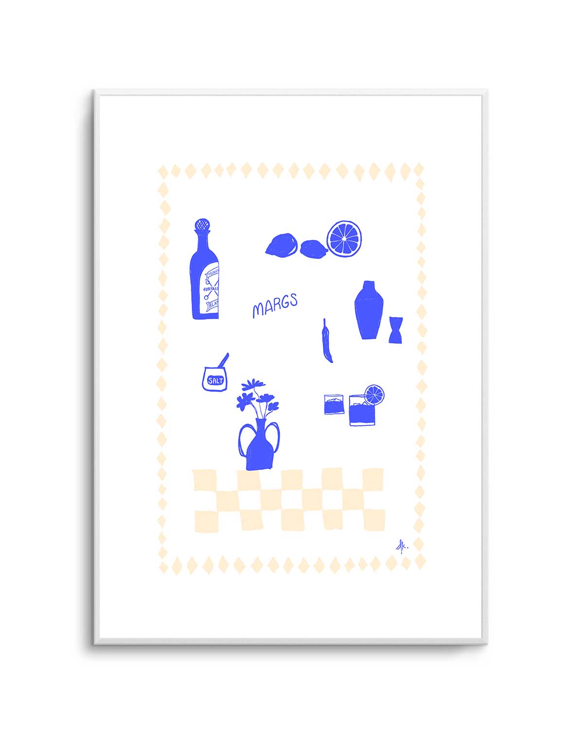 Margs Deep Blue Beige by Anne Korako| Art Print