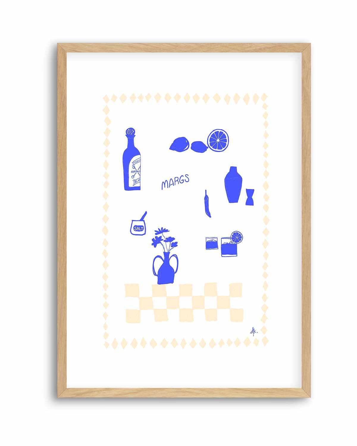 Margs Deep Blue Beige by Anne Korako| Art Print