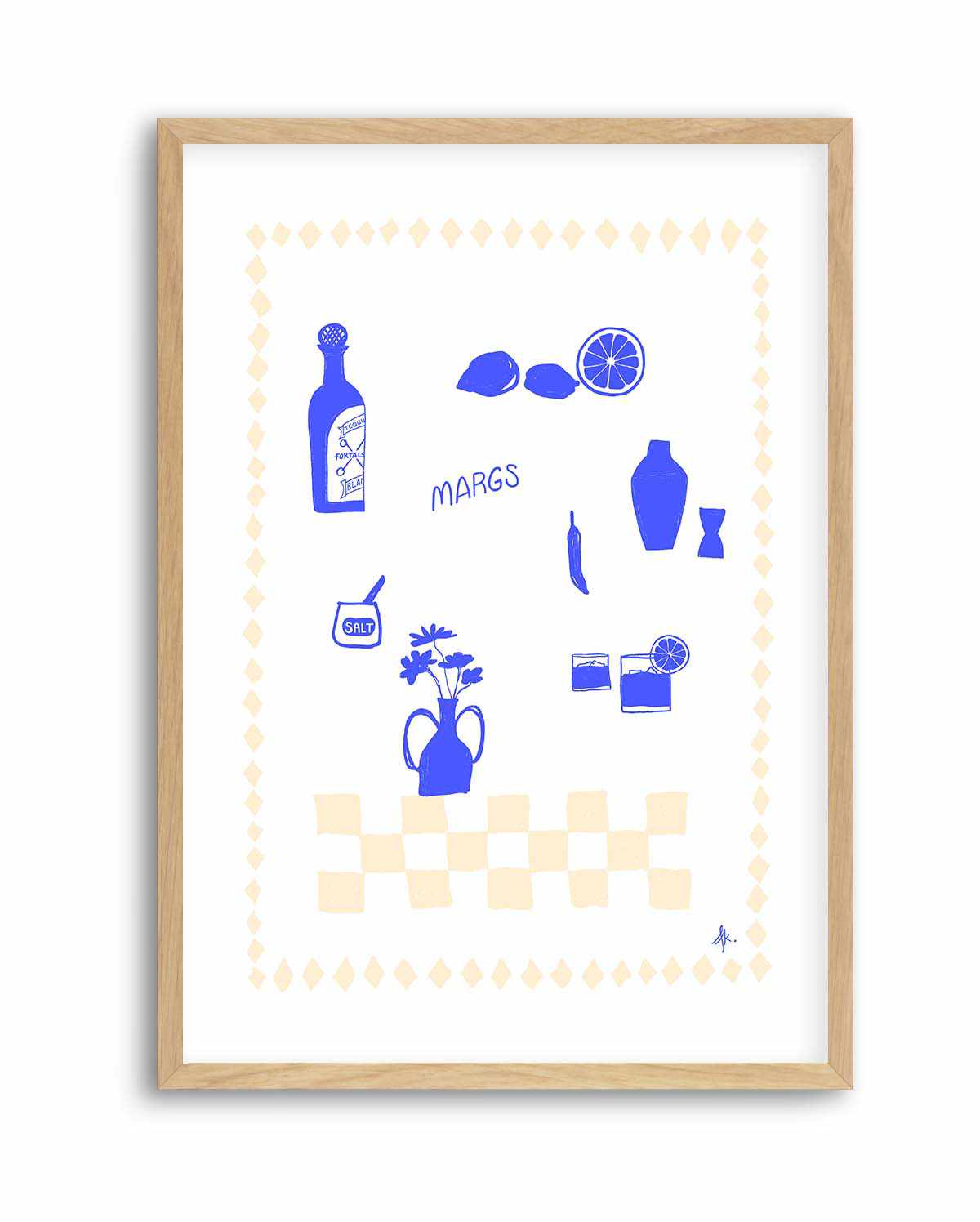 Margs Deep Blue Beige by Anne Korako| Art Print