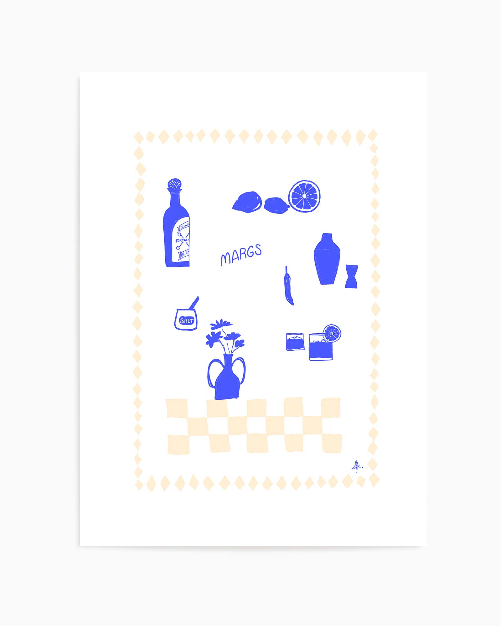 Margs Deep Blue Beige by Anne Korako| Art Print