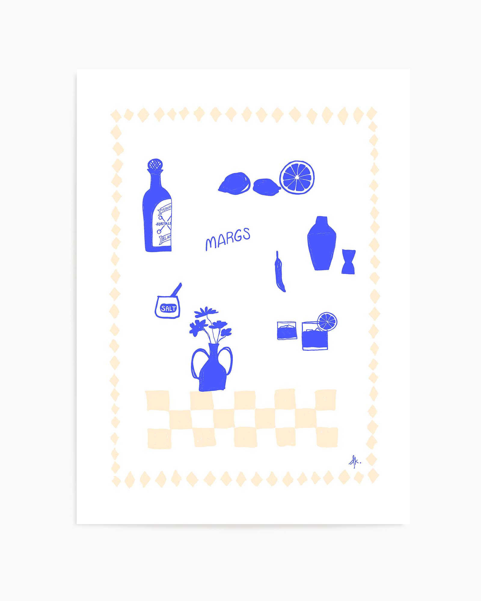 Margs Deep Blue Beige by Anne Korako| Art Print