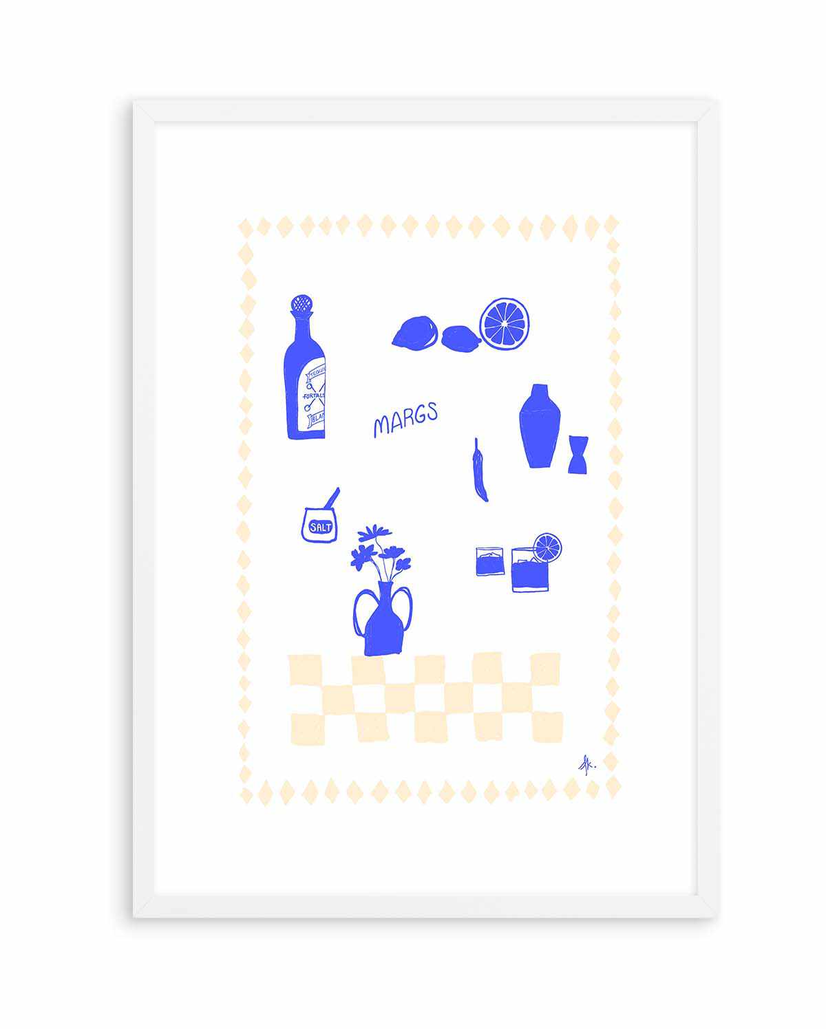 Margs Deep Blue Beige by Anne Korako| Art Print