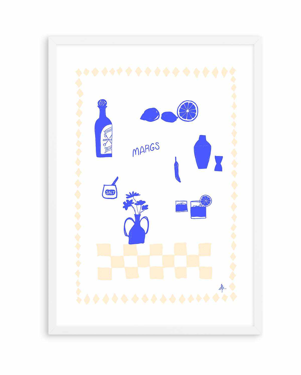 Margs Deep Blue Beige by Anne Korako| Art Print