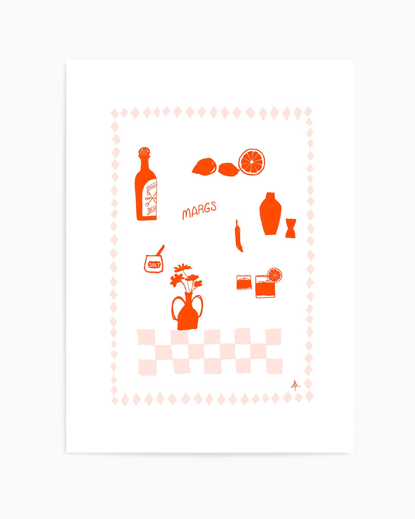 Margs Fire Red Pink by Anne Korako | Art Print