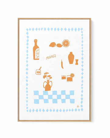 Margs Tan Baby Blue by Anne Korako | Framed Canvas Art Print from Olive et Oriel where you can shop wallpaper and artworks online