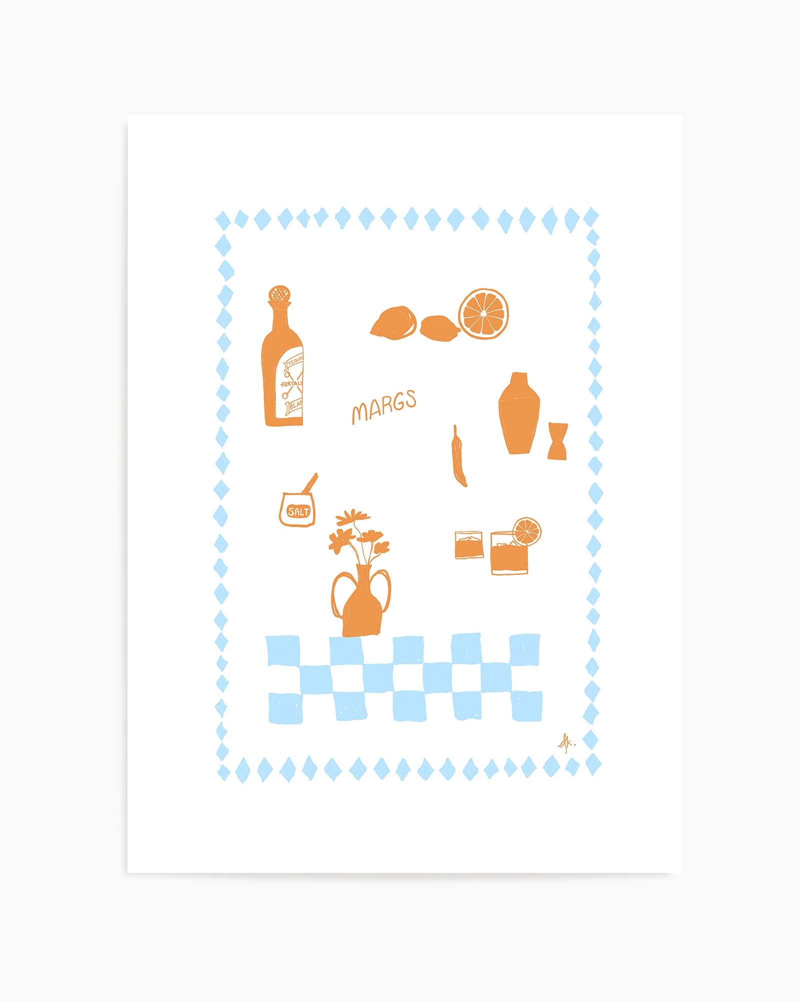 Margs Tan Baby Blue by Anne Korako | Art Print