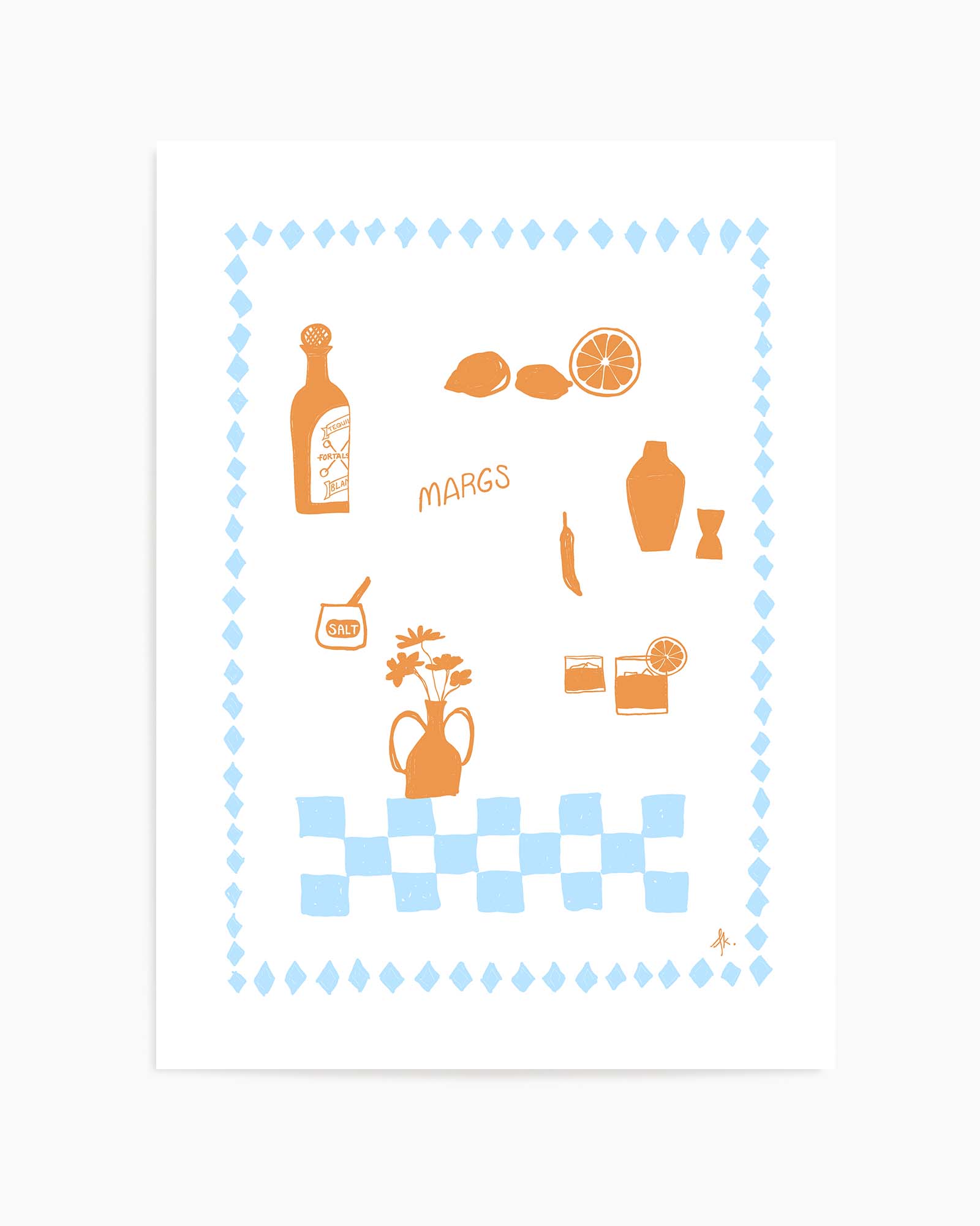 Margs Tan Baby Blue by Anne Korako | Art Print