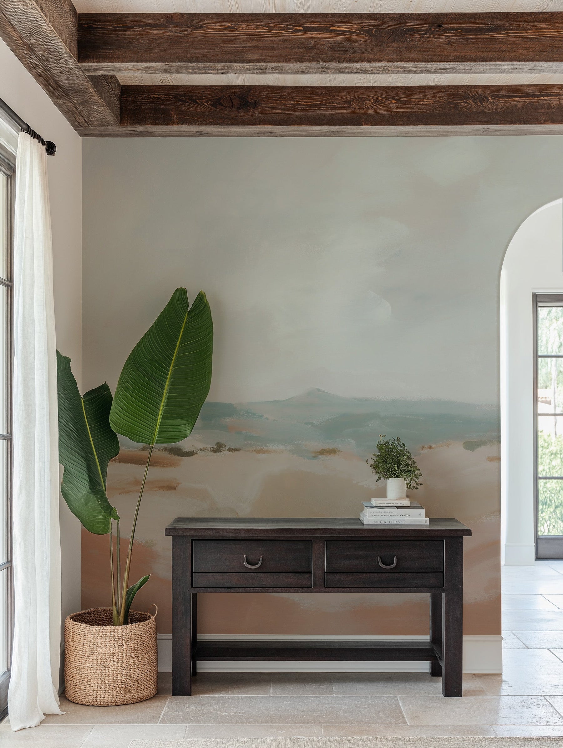 Marrakech View Painted Mural Wallpaper from Olive et Oriel where you can shop wallpaper and artworks online