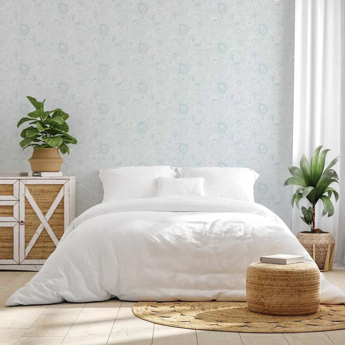 Marsielle in Duck Egg Blue Wallpaper blue light blue wallpaper