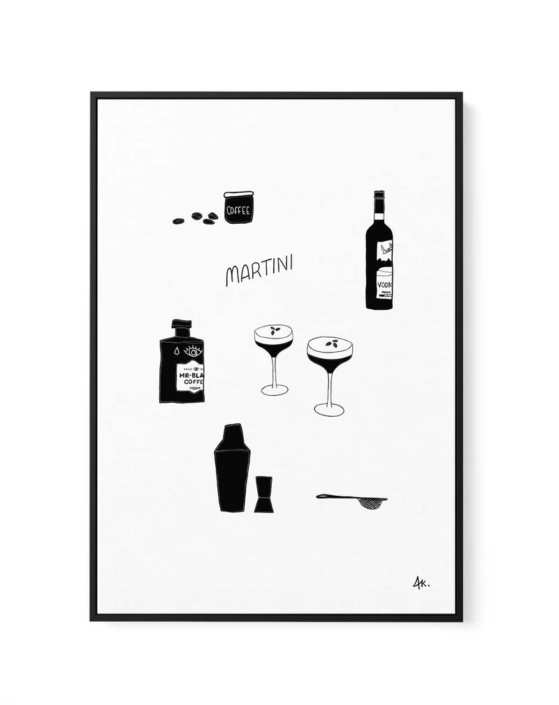 Martini Black by Anne Korako | Framed Canvas Art Print