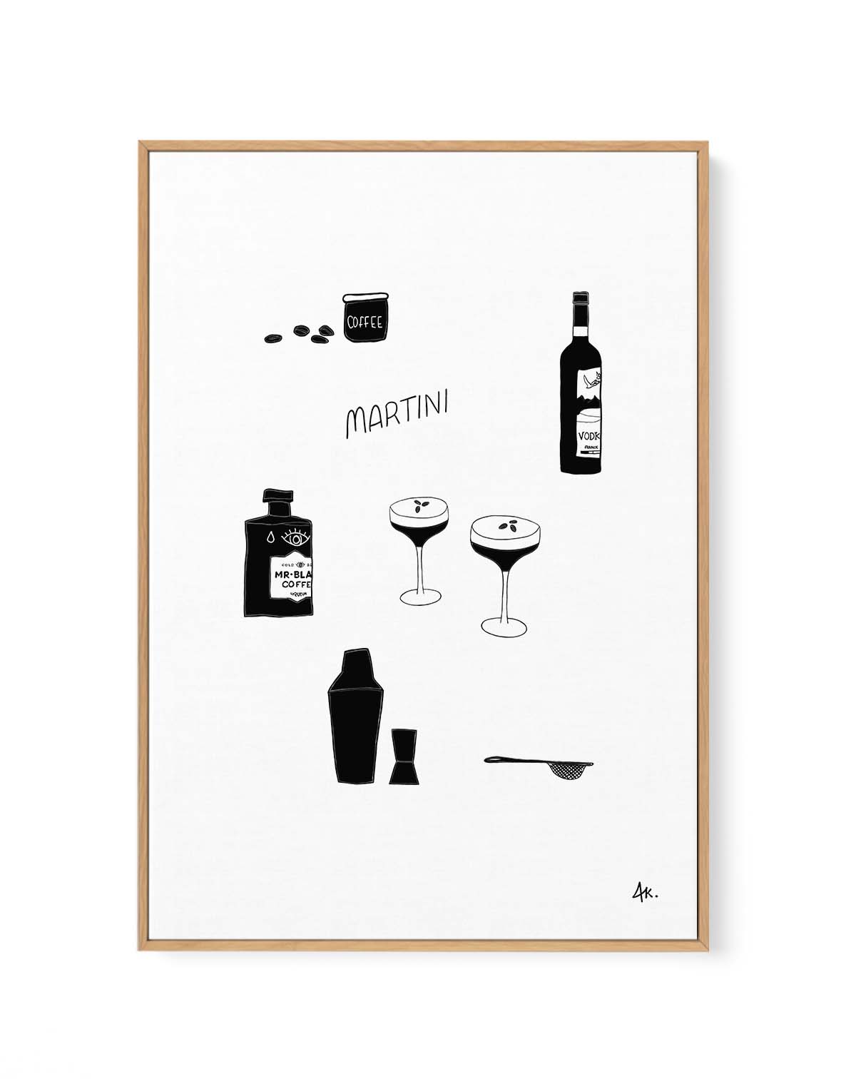 Martini Black by Anne Korako | Framed Canvas Art Print