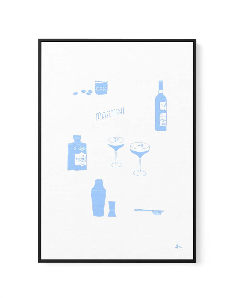 Martini Blue by Anne Korako | Framed Canvas Art Print
