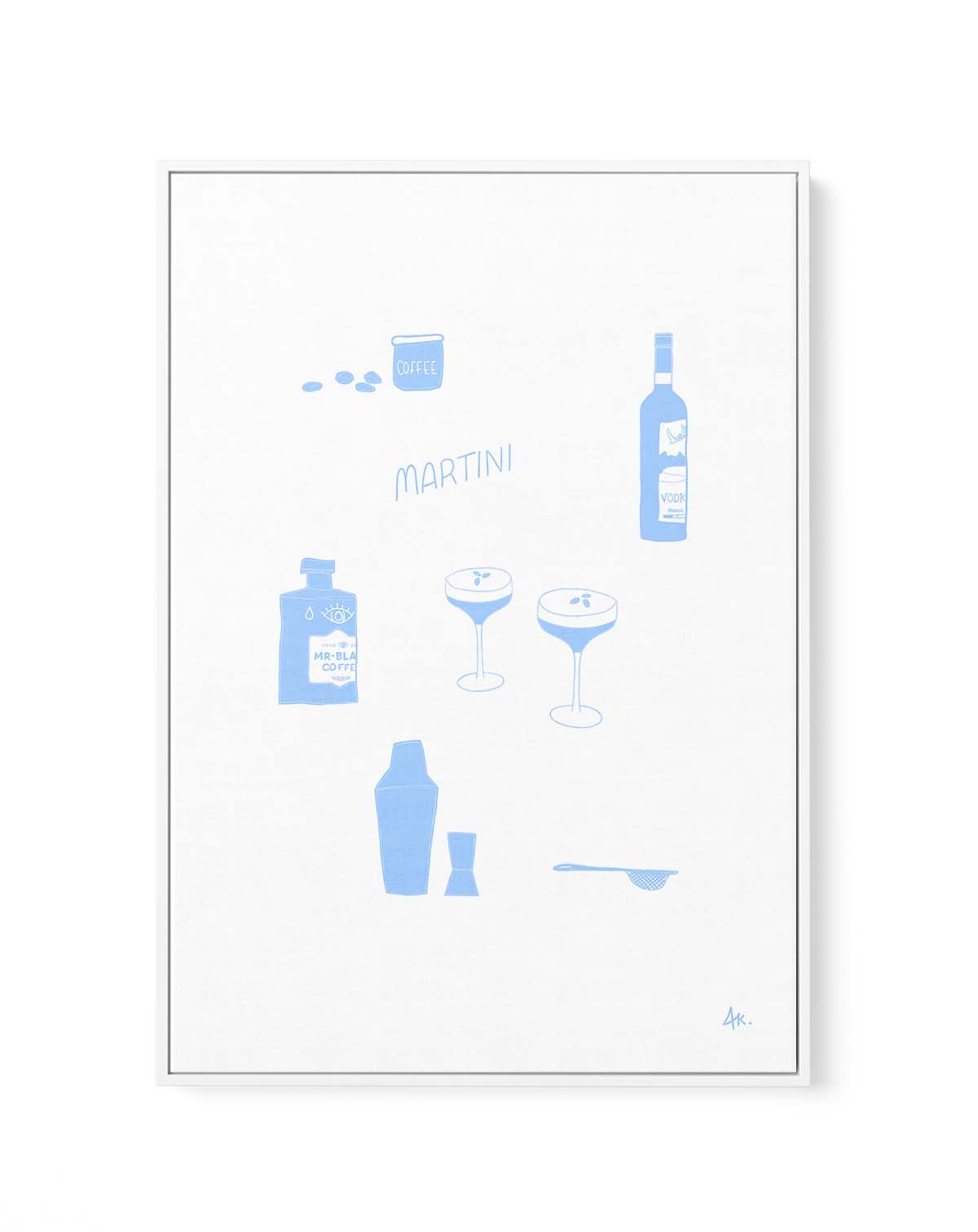 Martini Blue by Anne Korako | Framed Canvas Art Print