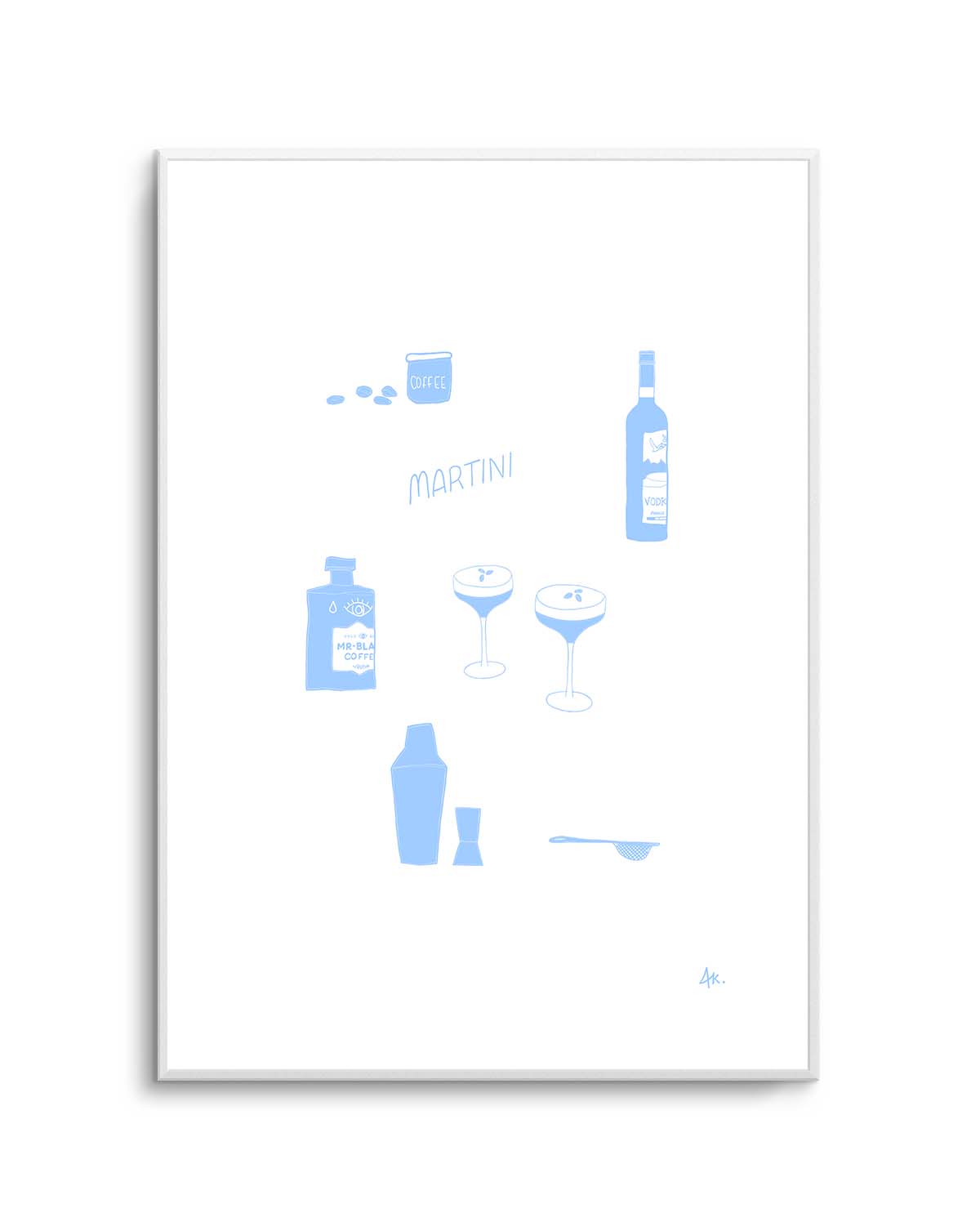 Martini Blue by Anne Korako Art Print Olive et Oriel